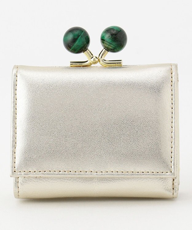 UNBILLION perche ジェムストーンがま口3つ折り財布 ゴールド