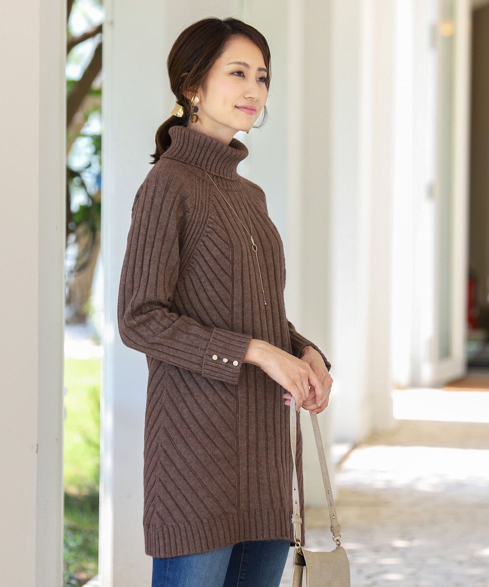 新色追加 洗える 着やせ効果も叶うリブタートルニットチュニック Tiaclasseファッション通販 公式通販 オンワード クローゼット