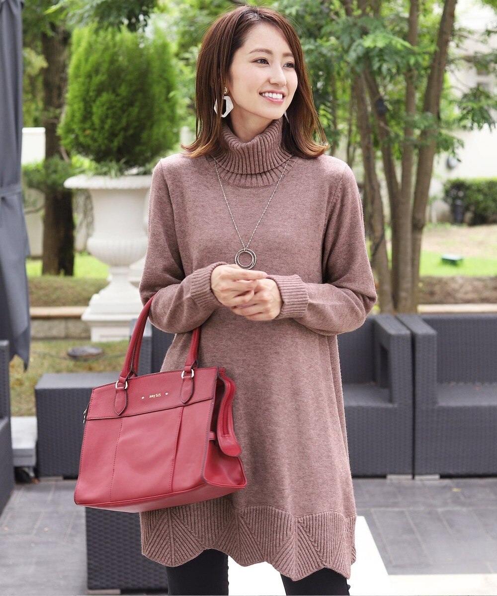 【洗える】もっちり柔らかいフレアヘムニットチュニック