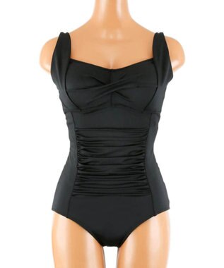 San-ai Resort（三愛水着楽園） 【SALE】【Coral veil】Solid　ナチュラルシェイプ ワンピース水着 9号/11号 ブラック