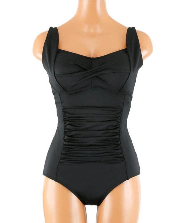 San-ai Resort（三愛水着楽園） 【SALE】【Coral veil】Solid　ナチュラルシェイプ ワンピース水着 9号/11号 ブラック