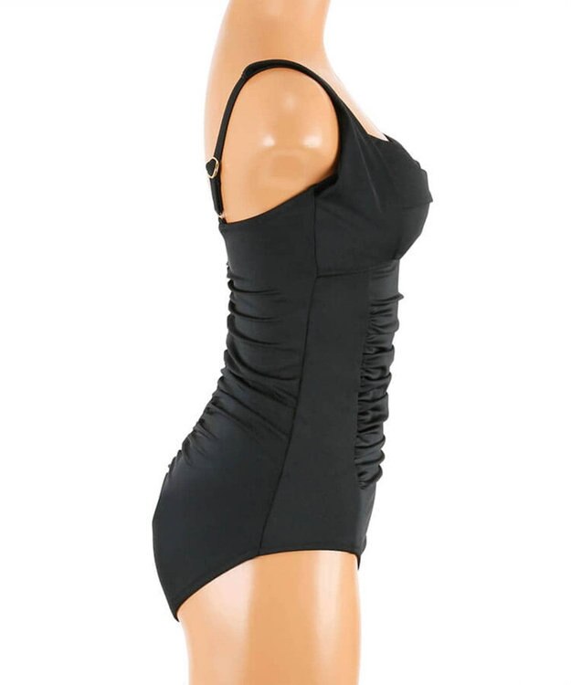 San-ai Resort（三愛水着楽園） 【SALE】【Coral veil】Solid　ナチュラルシェイプ ワンピース水着 9号/11号 ブラック