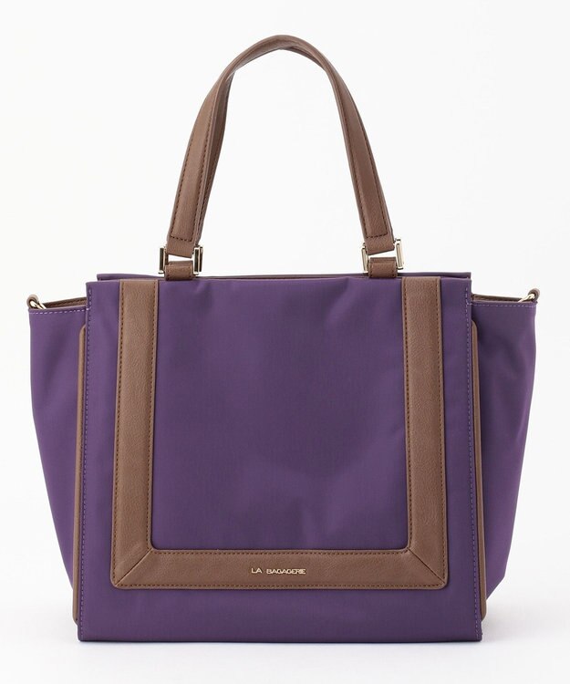 LA BAGAGERIE 【復刻リニューアル】ナイロンスクエアライントート パープル