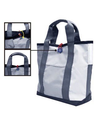 +RING 傘生地を使用した撥水トートバッグM BLU denim-like pattern SR242 青