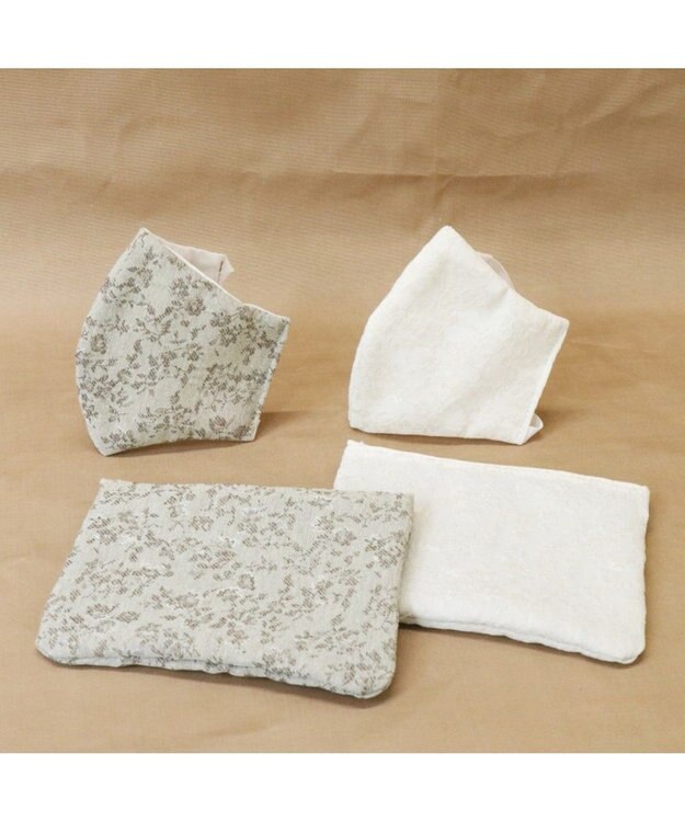 Regalo Felice 【日本製 / 制菌機能付き】マスク&ポーチセット / KOMON GBE(グレージュ)