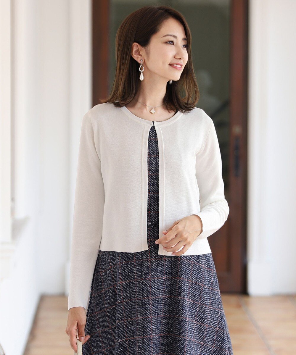 【洗える】上質ミラノリブのショートニットカーディガン