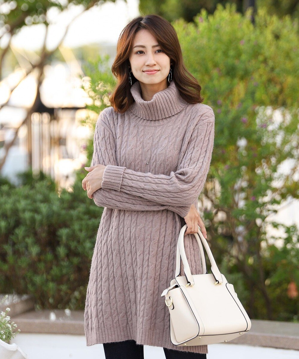 【洗える】程良い厚みのタートルケーブルチュニック