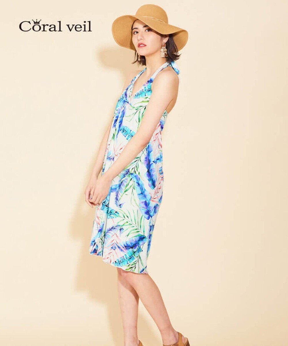 San-ai Resort（三愛水着楽園） 【SALE】【Coral veil】Mix Leaf　パレオワンピース 3点セット 9号/11号 