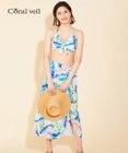 San-ai Resort（三愛水着楽園） 【SALE】【Coral veil】Mix Leaf　パレオワンピース 3点セット 9号/11号