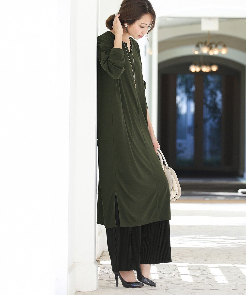 【リラックス・洗える】着回し自在のカットソーワンピース&プリーツパンツ