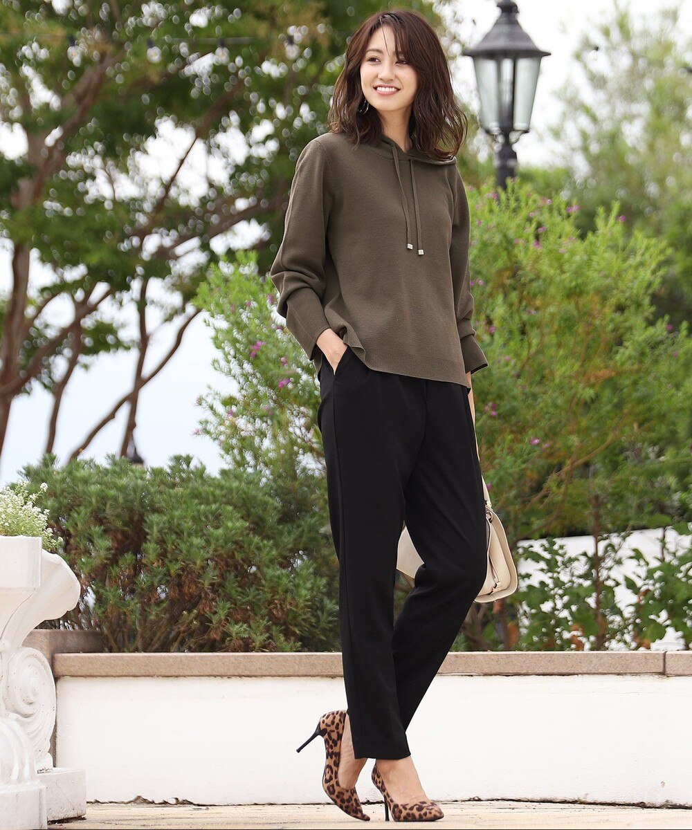 【洗える.・ストレッチ】伸縮性抜群のカットジョーゼットテーパードパンツ