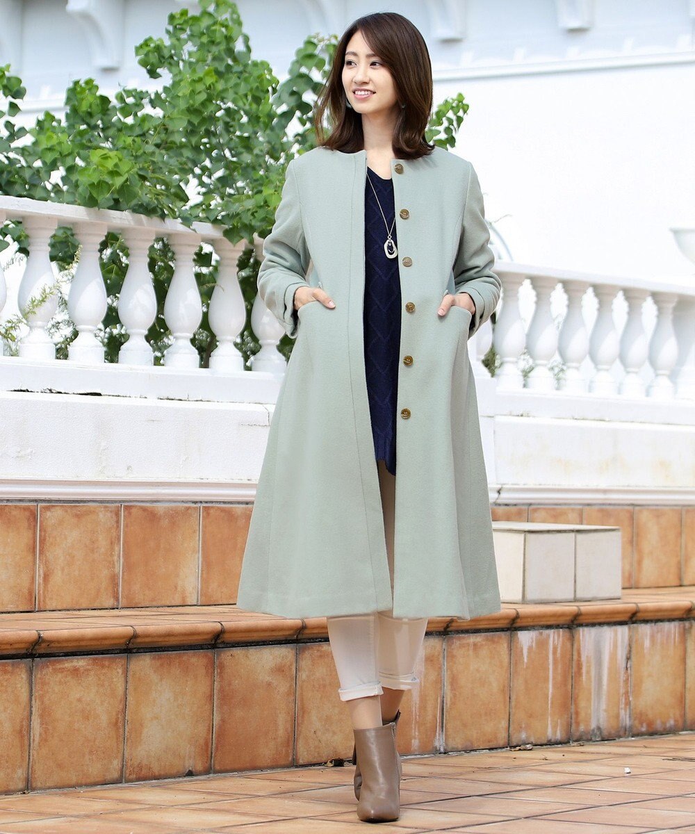 日本製生地 上質素材を使用したノーカラーウールコート Tiaclasseファッション通販 公式通販 オンワード クローゼット