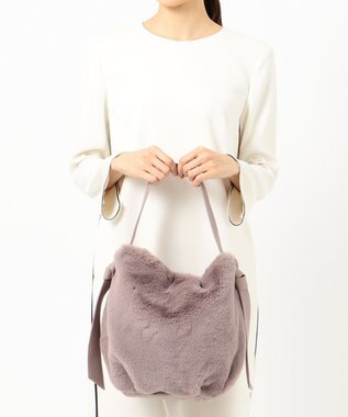 UNBILLION cachecache サイドリボンエコファー2wayショルダーバッグ ピンク