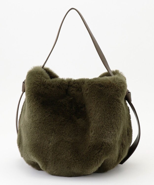 UNBILLION cachecache サイドリボンエコファー2wayショルダーバッグ カーキ