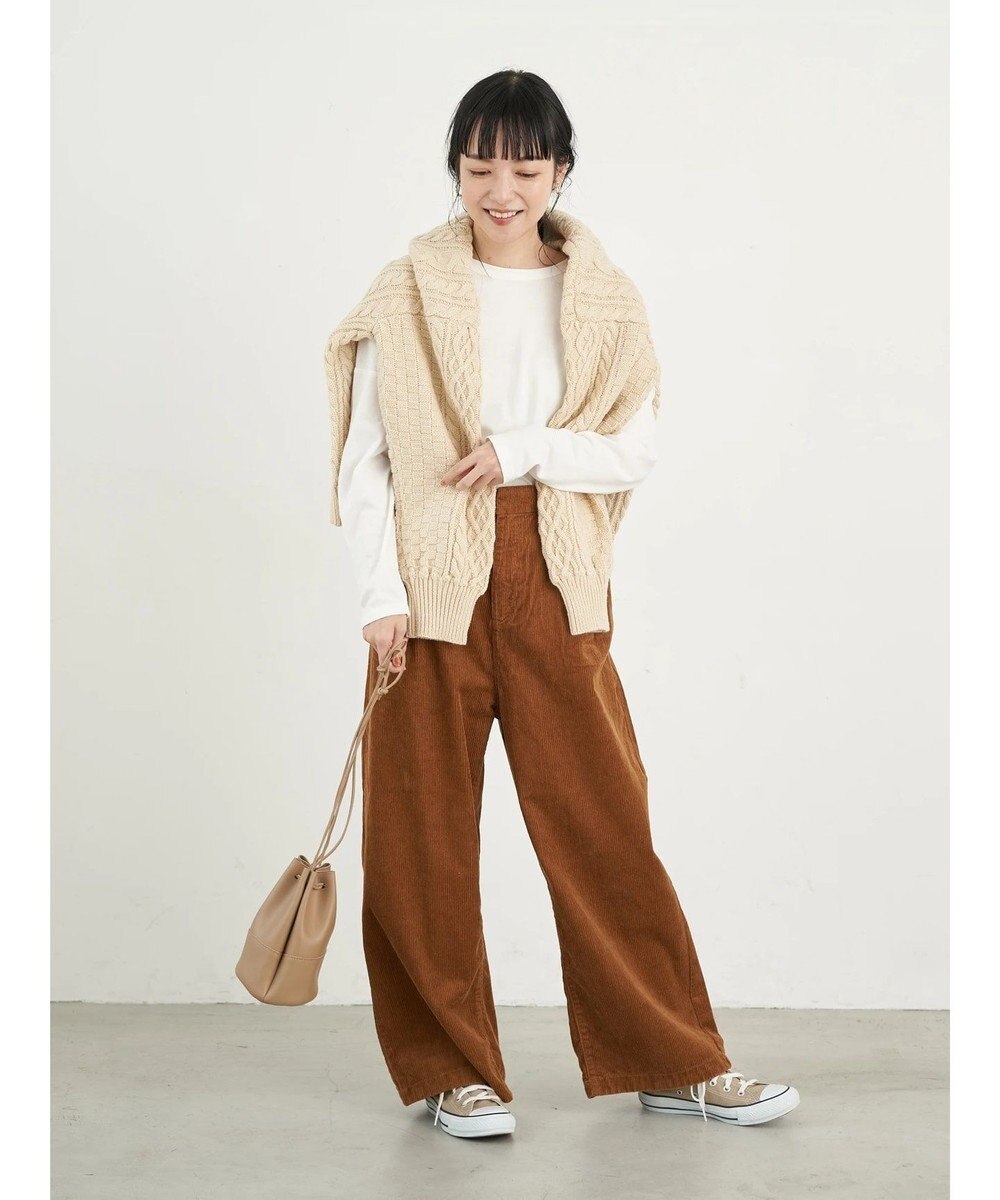 COTTON　USAコーデュロイパンツ（ワイド）, Camel, L