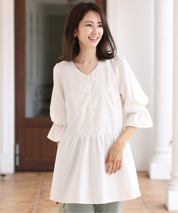 Tiaclasse L 【洗える】着回し自在のニットベスト＆フレア袖チュニックセット グレー