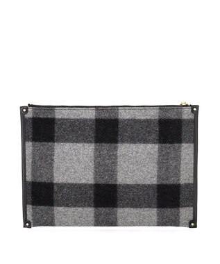 IBIZA プエブロ　ウール/牛革　クラッチバッグ グレー