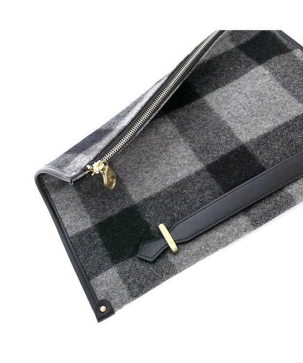 IBIZA プエブロ　ウール/牛革　クラッチバッグ グレー