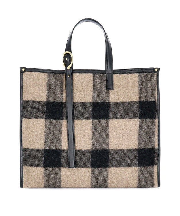 IBIZA プエブロ　ウール/牛革　ハンドバッグ(L) ベージュ