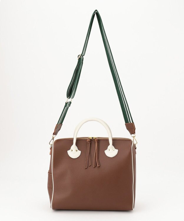 UNBILLION perche 牛革オイル2wayテープショルダー ブラウンアイボリー