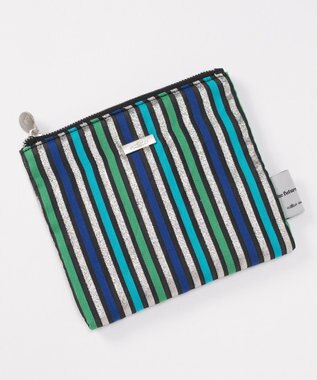 GRACE CONTINENTAL ファブリックフラットポーチ ブルー