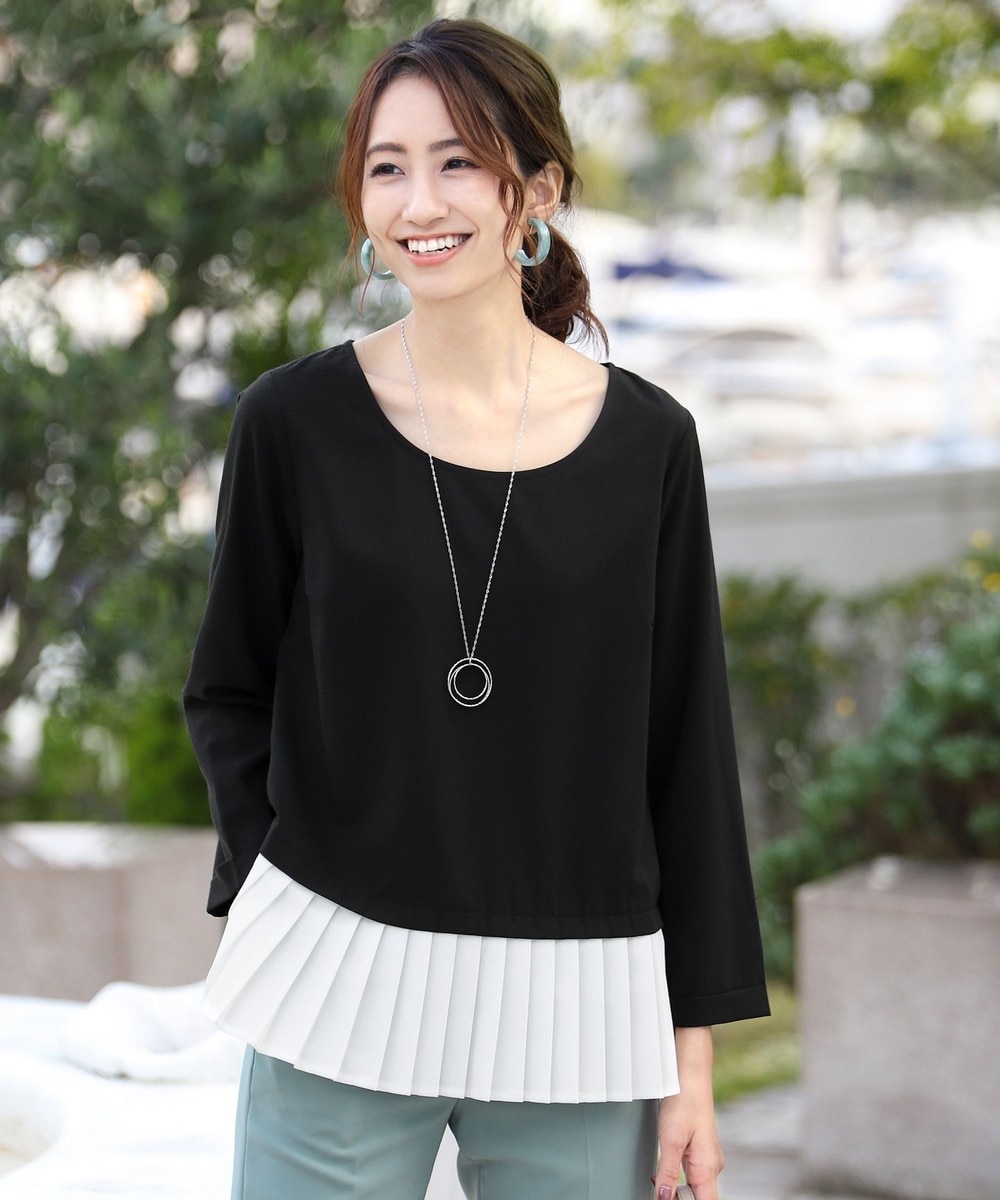 【洗える】大人上品なプリーツヘムブラウス