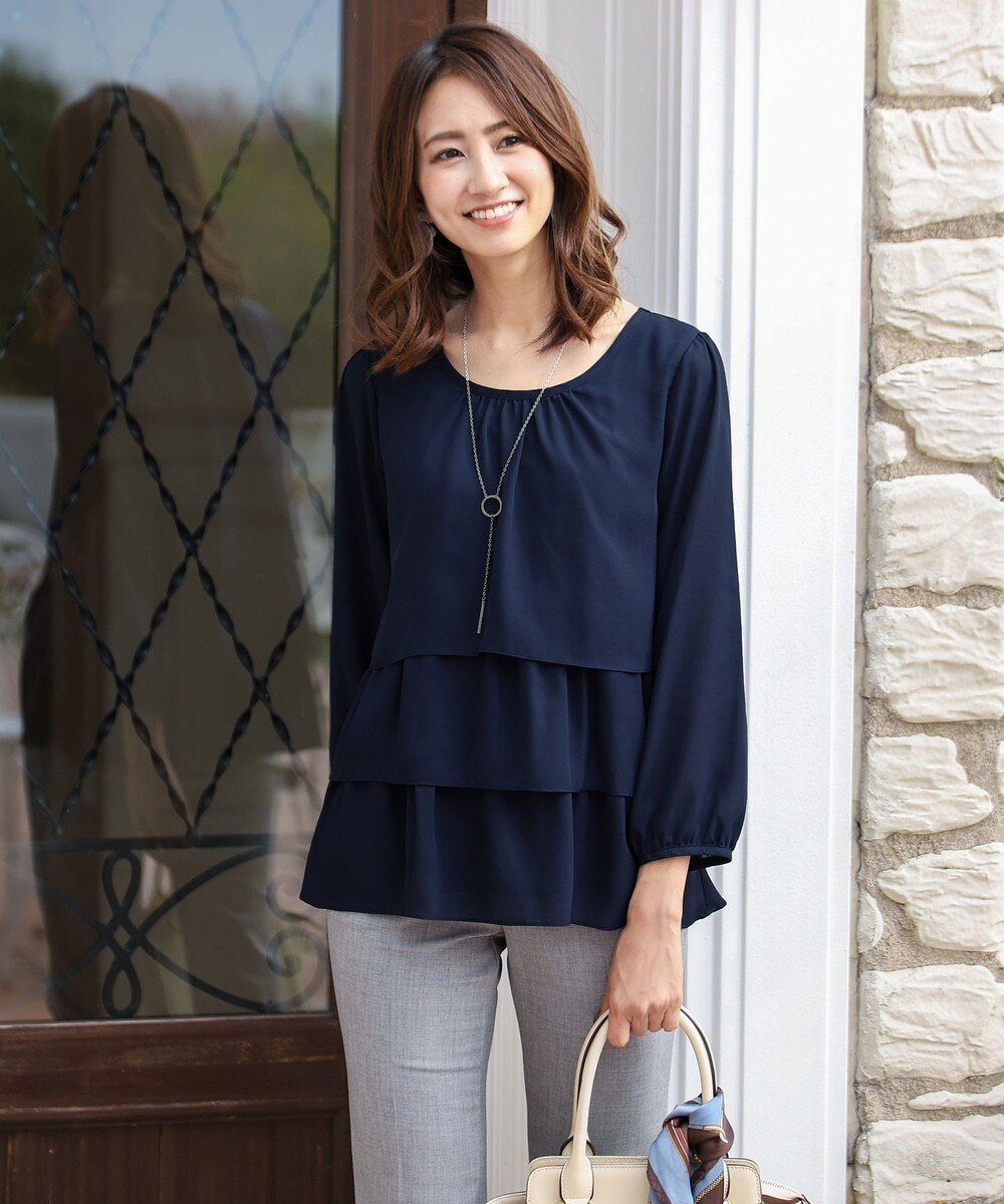 【洗える】大人上品なティアードブラウス