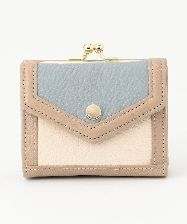 UNBILLION ペルケ perche トリミング配色外ガマミニウォレット ミックスブルー