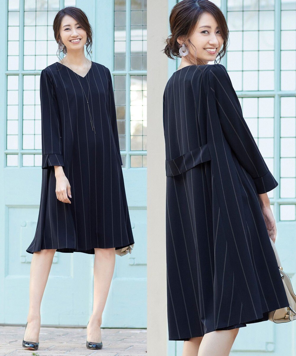 【洗える】体型カバーも叶うバックドレープワンピース