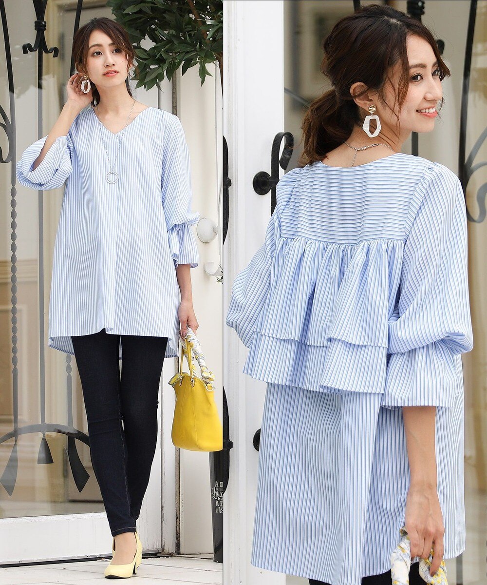 【洗える】後ろ姿で魅せるバックフリルチュニック