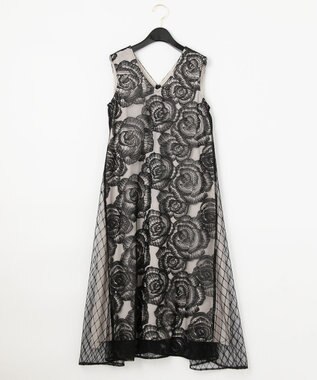 GRACE CONTINENTAL ローズembコンビドレス ブラック