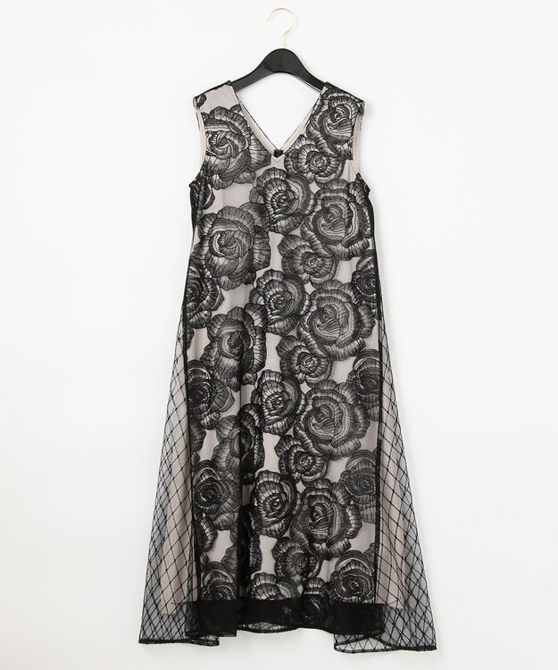 GRACE CONTINENTAL ローズembコンビドレス ブラック