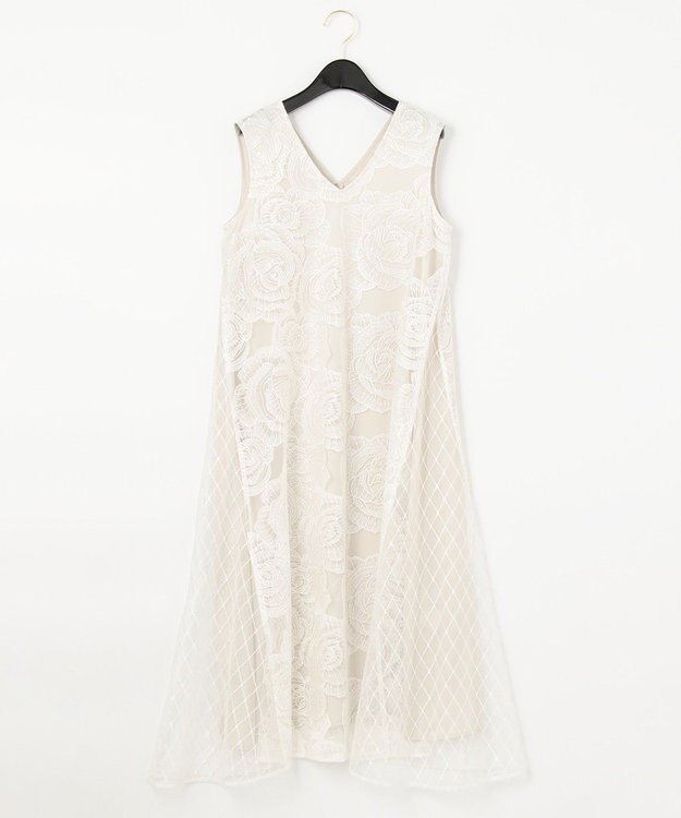 GRACE CONTINENTAL ローズembコンビドレス ホワイト