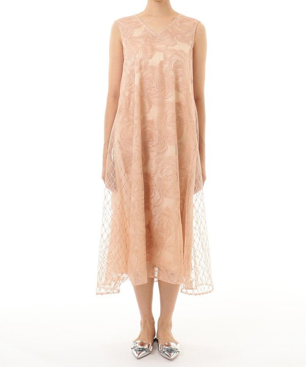 GRACE CONTINENTAL ローズembコンビドレス ピンク