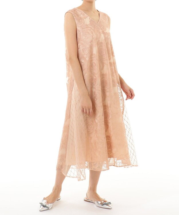 GRACE CONTINENTAL ローズembコンビドレス ピンク