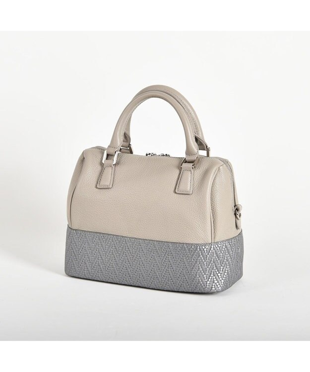 LA BAGAGERIE レザー×メッシュコンビ2Wayボストン グレー