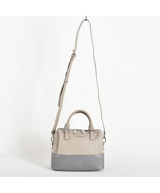 LA BAGAGERIE レザー×メッシュコンビ2Wayボストン グレー