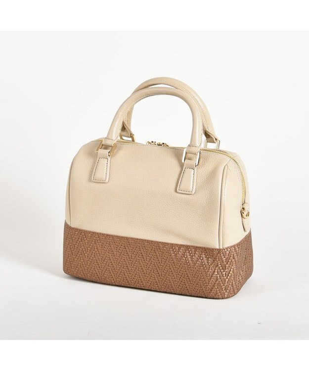 LA BAGAGERIE レザー×メッシュコンビ2Wayボストン ベージュ