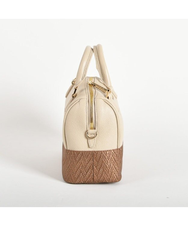 LA BAGAGERIE レザー×メッシュコンビ2Wayボストン ベージュ