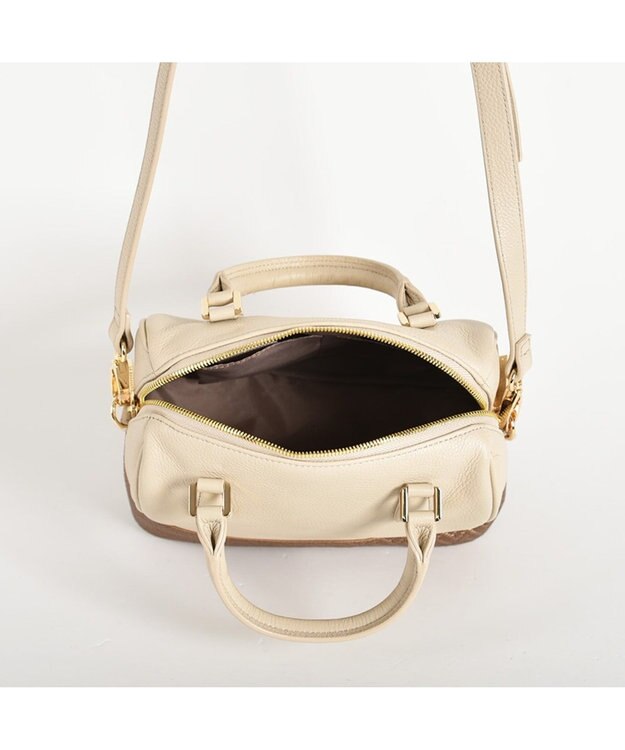 LA BAGAGERIE レザー×メッシュコンビ2Wayボストン ベージュ