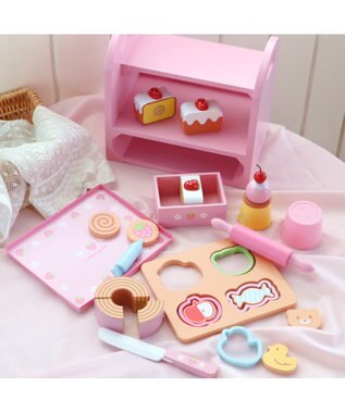 Mother garden マザーガーデン 木のおままごと  《いちごの焼き菓子セット》 ピンク（淡）
