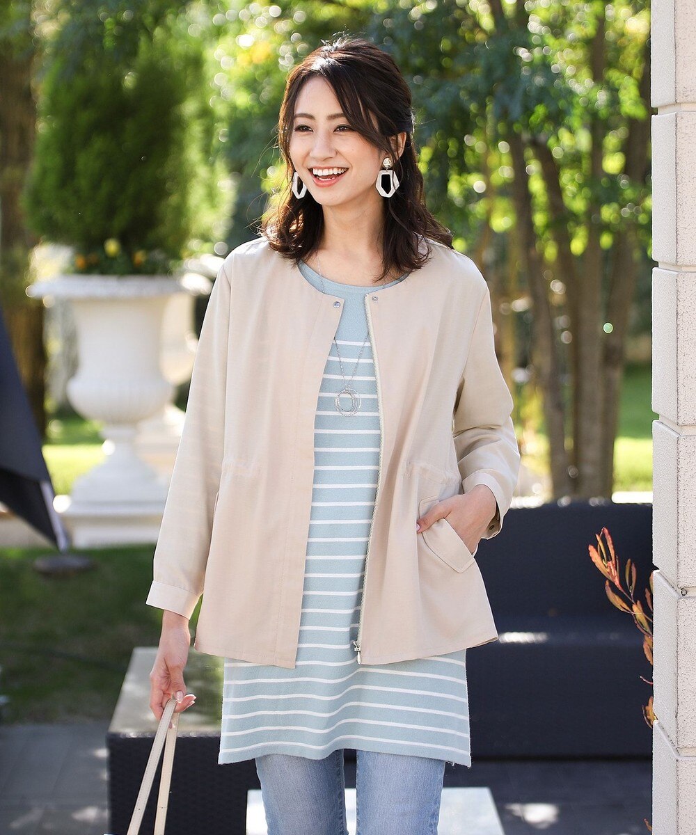 【洗える】大人きれいめ麻調ブルゾンジャケット