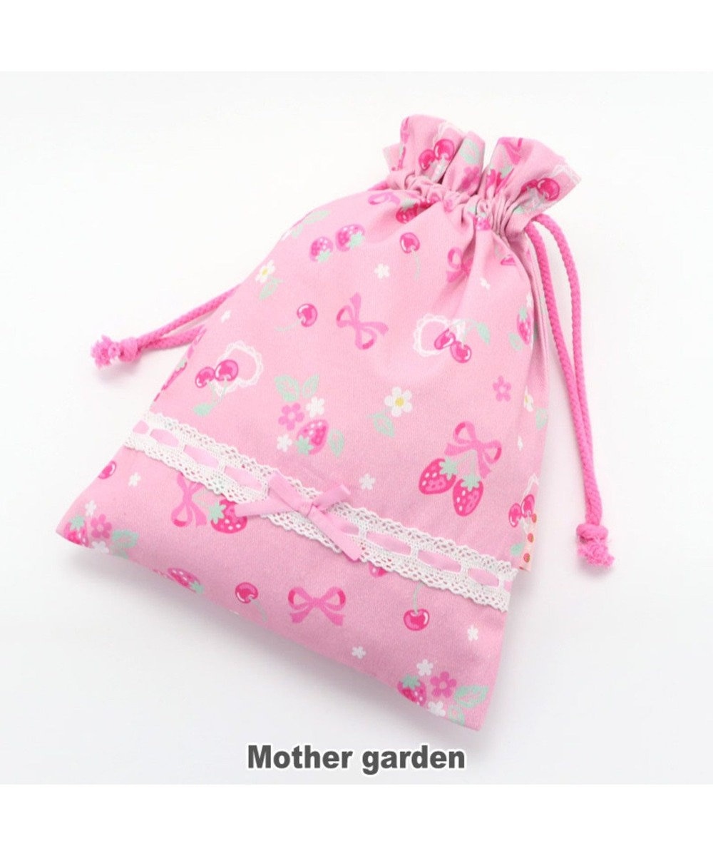Mother garden マザーガーデン 野いちご 巾着 小  《ブーケ柄》 着替え袋 ピンク（淡）