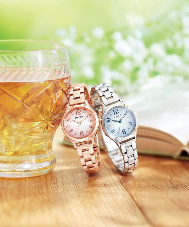 CITIZEN 【ソーラーテック電波時計】wicca ときめくダイヤ 日付あり バンド調整が簡単 5気圧防水 ピンクゴールド