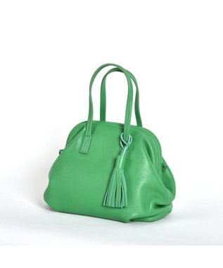 LA BAGAGERIE 【インスタグラマー・本郷智香子さんコラボ商品】フレームソフトレザーバッグ Sサイズ グリーン