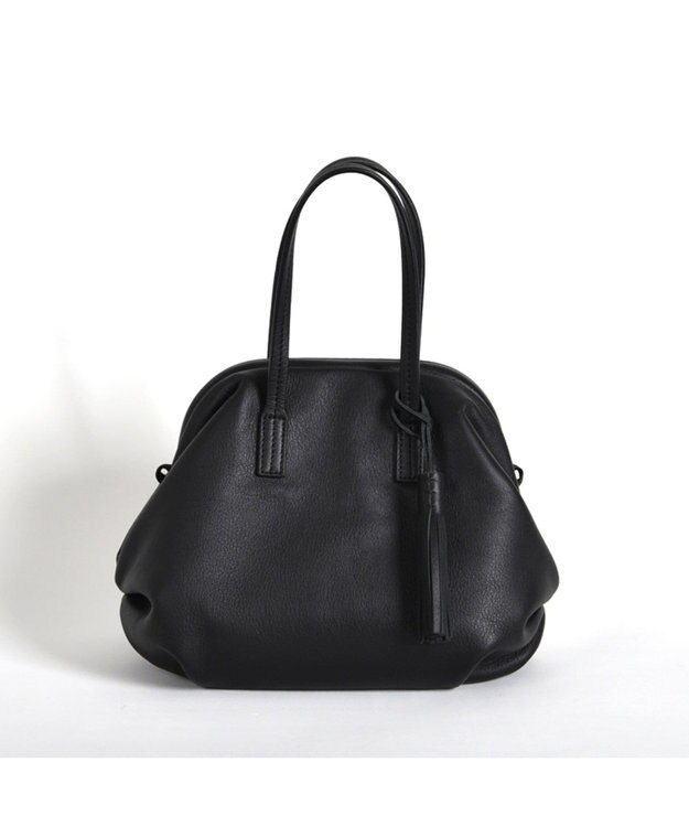 LA BAGAGERIE 【インスタグラマー・本郷智香子さんコラボ商品】フレームソフトレザーバッグ Sサイズ ブラック