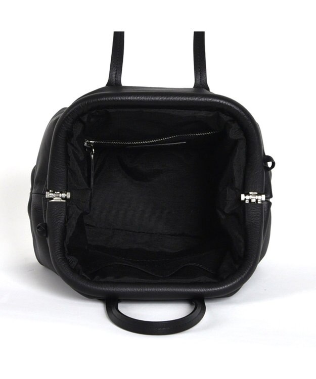 LA BAGAGERIE 【インスタグラマー・本郷智香子さんコラボ商品】フレームソフトレザーバッグ Sサイズ ブラック