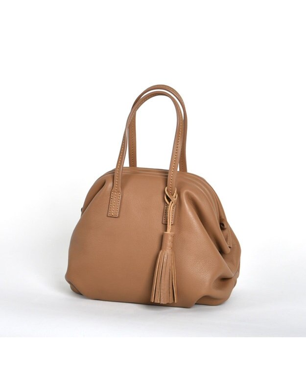 LA BAGAGERIE 【インスタグラマー・本郷智香子さんコラボ商品】フレームソフトレザーバッグ Sサイズ キャメル