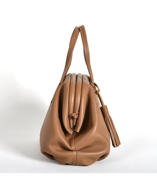 LA BAGAGERIE 【インスタグラマー・本郷智香子さんコラボ商品】フレームソフトレザーバッグ Sサイズ キャメル