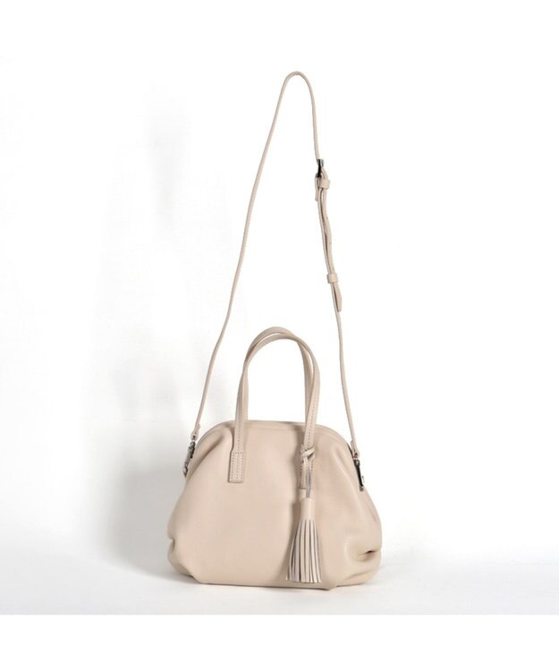 LA BAGAGERIE 【インスタグラマー・本郷智香子さんコラボ商品】フレームソフトレザーバッグ Sサイズ アイボリー